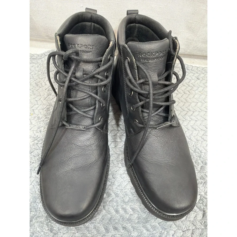 Rockport Storm Surge Mens 12 Black Leather Waterproof Chukka Boots V75787